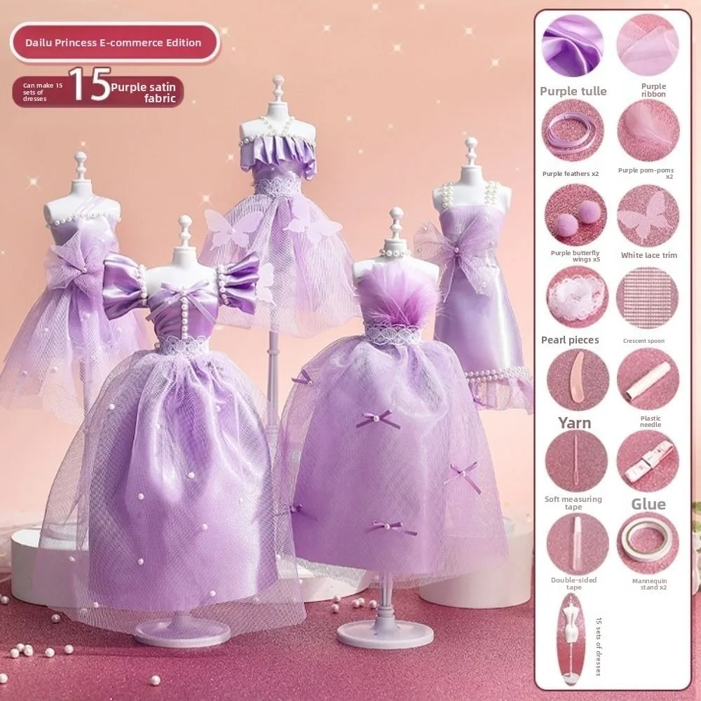 Artesanato saia diy kit de roupas usar design de moda princesa outfit kit bonito vestido artesanal material menina