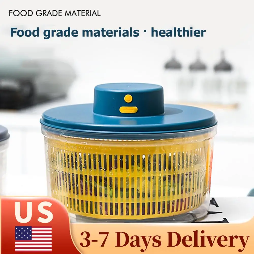 

Salad Spinner Fruit Vegetable Household Salad Dehydrator Multifunctional Rechargeable Lettuce Dryer Quick Dry for Fresh Crisp
