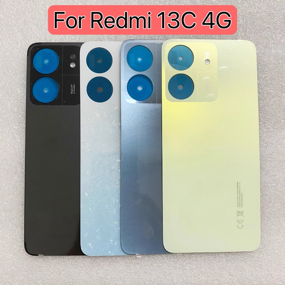 Back Glass Cover For Redmi 13 4G 2404ARN45A/i Back Door Replacement Battery Case,Rear Housing Cover With Camera Lens Redmi13