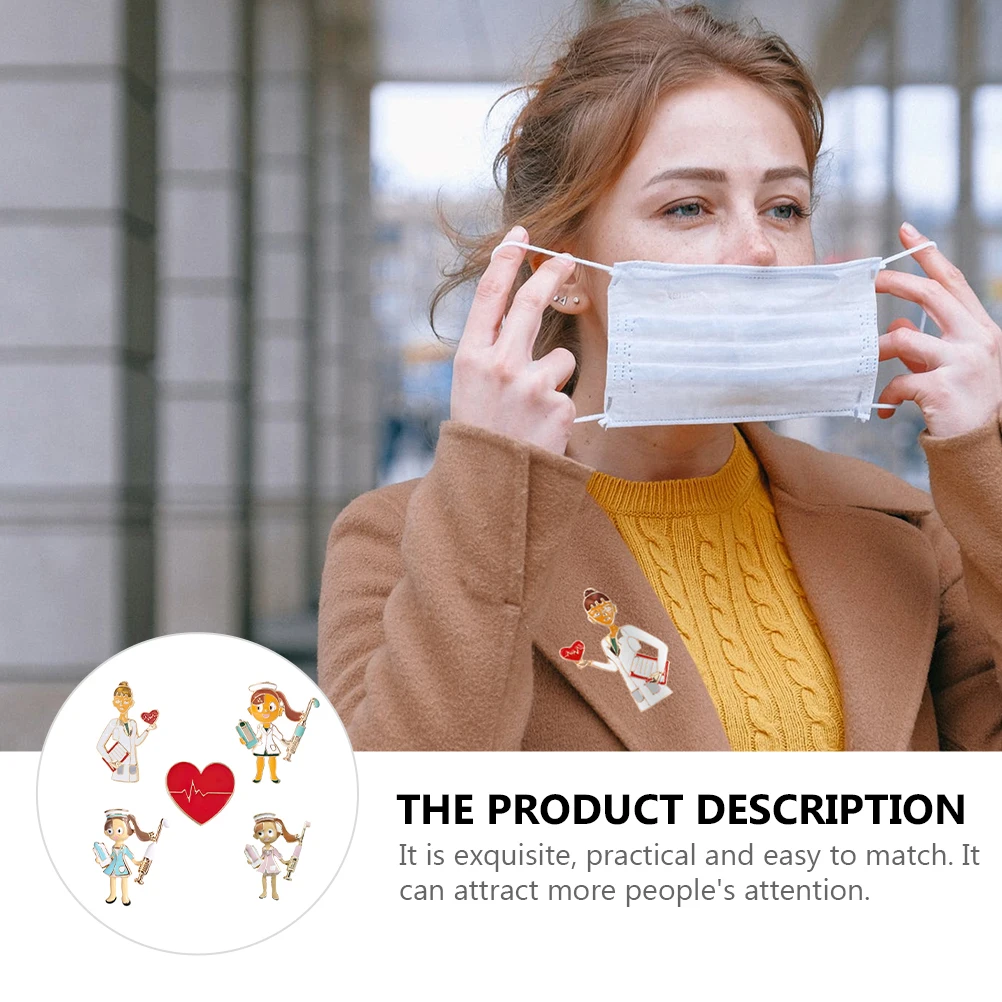 

5Pcs Alloy Nurse Brooch Creative Heart Shaped Lapel Pin for Medical Graduates Doctors Nurses Breastpin Decorative Jewelry