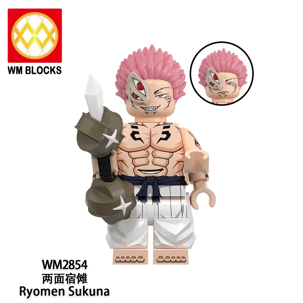 Cartoon Anime Jujutsu Kaisen Gojo Satoru Itadori Yuji Fushiguro Megumi Okkostu Yuta Bausteine Mini-Figuren Kinderspielzeug Schreibtisch-Deko – Detail 5