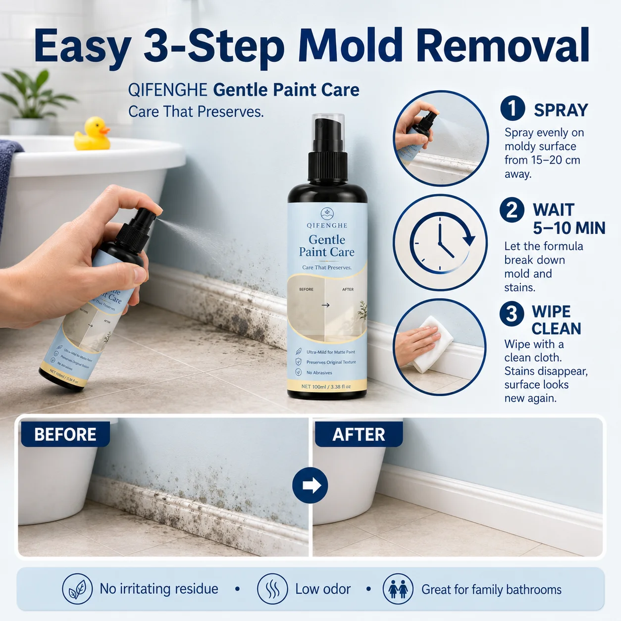 Powerful Wall Cleaner 3.38 fl oz, Removes Graffiti Marker Crayon Oil Stains, Safe for Latex Paint & Plaster