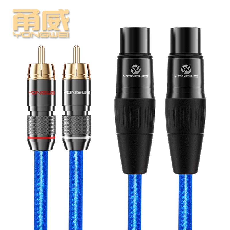 YONGWEI Hifi 2RCA męski do 2XLR żeński kabel Audio Hi-end 4N OFC Dual XLR żeńskiego do podwójnego przewód Audio męskiego RCA dla mikser do mikrofonu