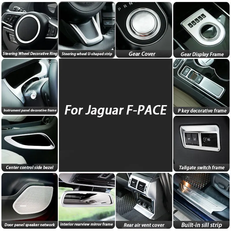 

For Jaguar F-PACE Car Interior Customization Center Console Gear Shift Panel,Air Vent Trim,Steering Wheel Decorative Stickers