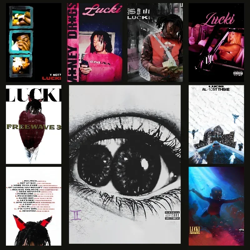 Póster de rapero Lucki, pintura en lienzo, hogar moderno, sala de estar, dormitorio, cafetería, Bar, decoración de pared de habitación, regalo