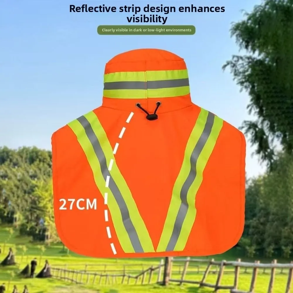 New Wide Brim Solar Fan Hat with Neck Shawl Quick Dry Fishing Hat Reflective Strips Large Size Bucket Hat Summer