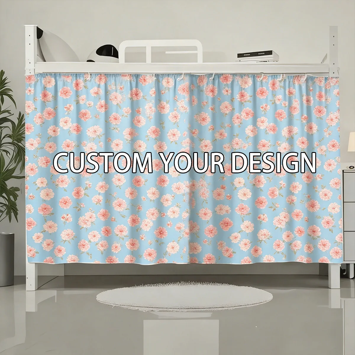 2D FLAT 1pc/2pcs/3pcs Personalized Photo Canopy Bed Curtain, 115x200cm Sturdy Polyester Fabric, Fashionable Blackout Design