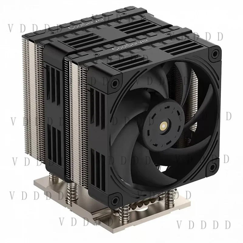 L... CoolServer for AMD SP5 4U Dual Tower CPU Cooler Dual Fan 6 Heatpipes Silent