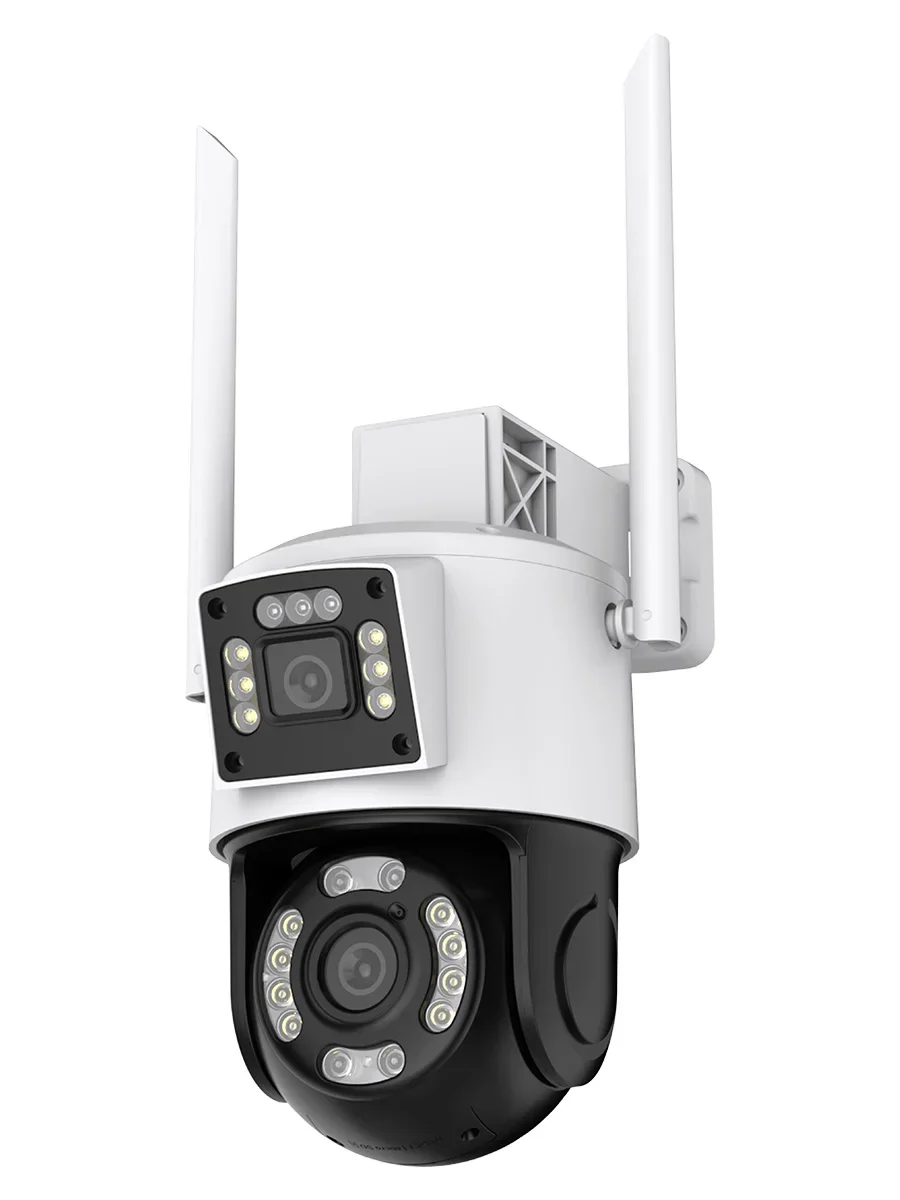 Telecamera Wi-Fi 1-4 pezzi con 360 °   Visualizzazione panoramica, tracciamento del movimento Capacità di visione notturna Rilevamento AI gratuito e cloud