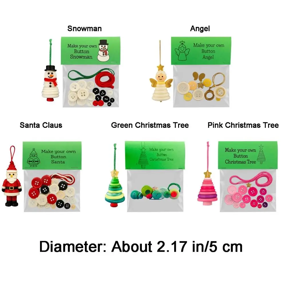 Handmade DIY Christmas Button Ornament Kit Colorful Buttons Multiple Designs Button Snowman Kit DIY Material Package