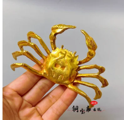 Bronze collection, gold-plated crab, tea pet, living room, wealth attracting creative ornaments