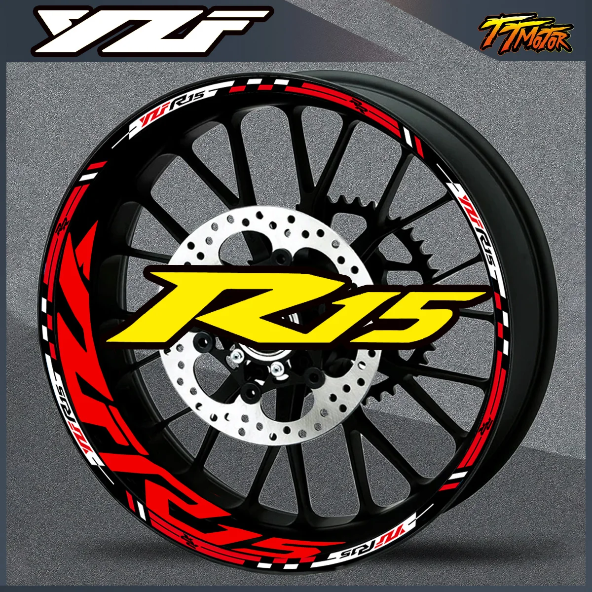 

Светоотражающие наклейки на ступицу колеса с логотипом мотоцикла, лента в полоску на ободе, внутренние наклейки, аксессуары для YFZR15 YFZ R15