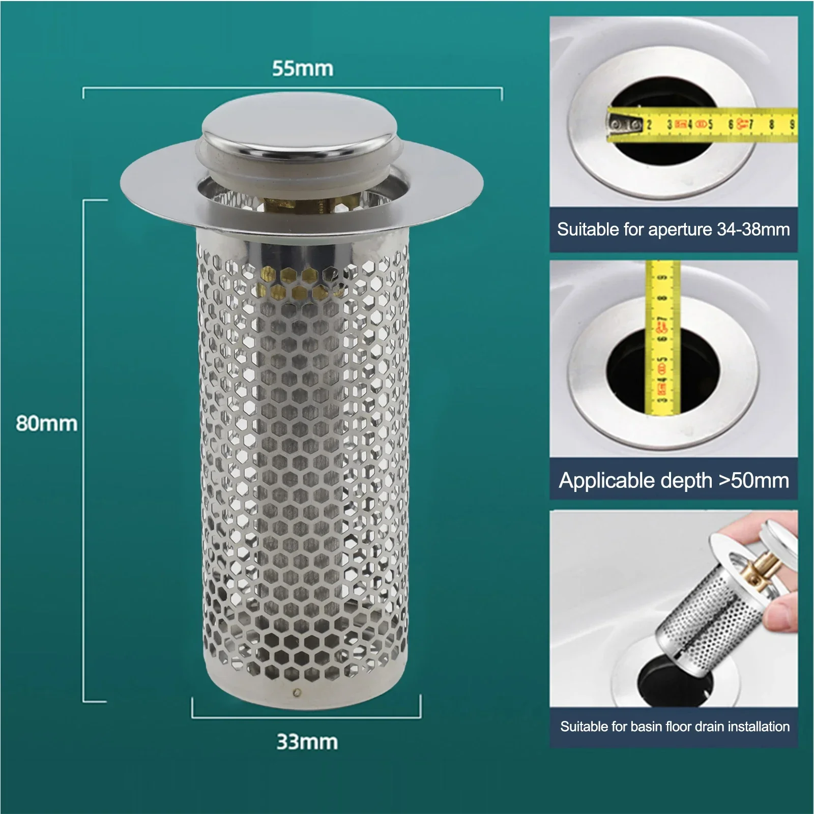Stainless Steel Stainless Steel Floor Drain Filter Stainless Steel Construction Floor Drain Filter Sink Stopper Sink Water Pipes