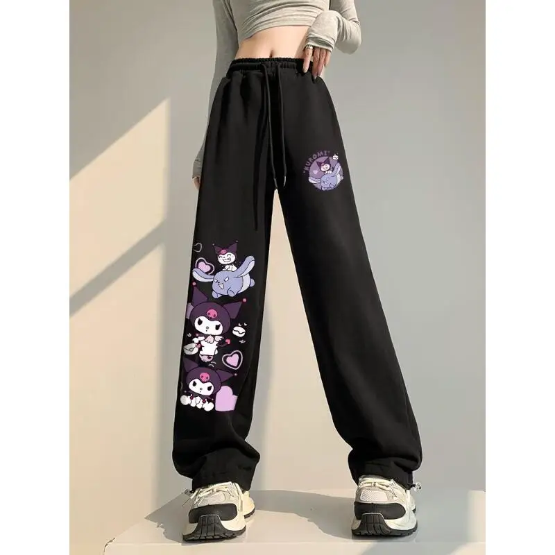 

Брюки Sanrio «Осень-Зима»: широкие брюки Kuromi Kawaii с высокой талией, свободные, универсальные, повседневные, трендовые, хит продаж, элитные подарки
