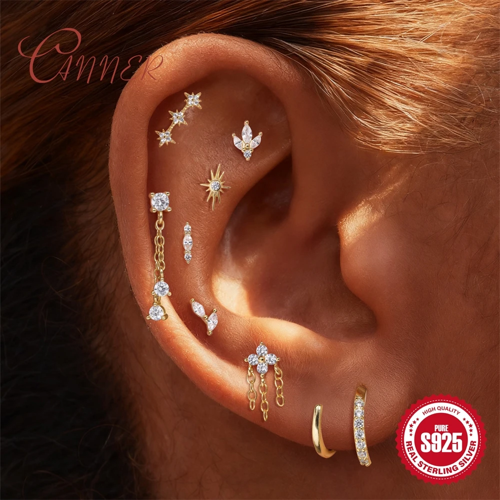 

Серьги-подвески CANNER из стерлингового серебра 925 пробы с цирконами в форме звезды/лошадиных глаз, с плоской основой в форме сердца, для женщин, подарок на День матери