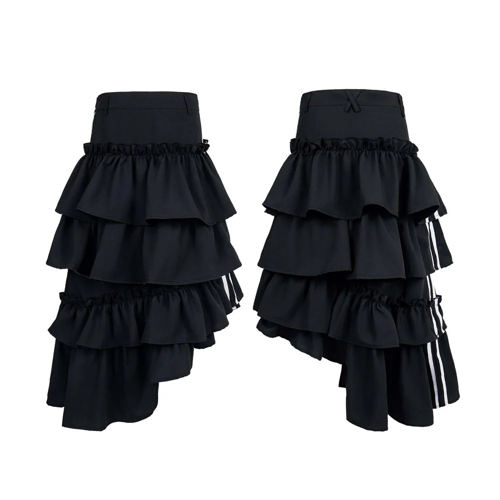 Süße Mädchen Frühling Sommer Streetwear Retro Asymmetrische Kuchen Rock Frauen Mode Lässig Punk Gothic Schwarz Röcke Dame Y2k Kleidung