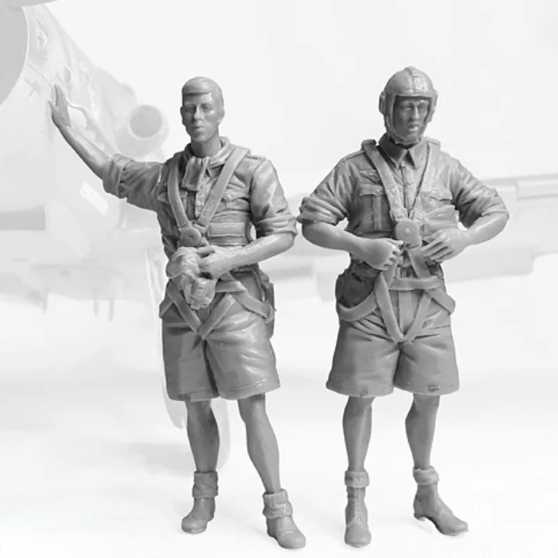 

1/32 Resin Soldier Figure Model Kit Luftwafe Pilots Africa 2 People Unassembled and Unpainted Miniature Toy Free Shipping