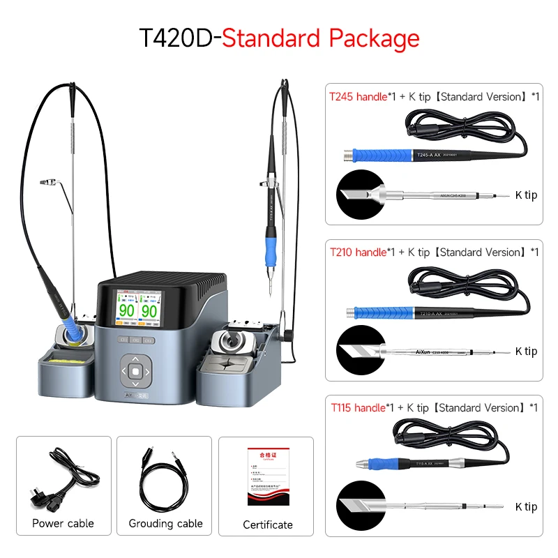 Aixun T420D Dual Channel Smart Soldeerstation Intelligente Temperatuurregeling Hd Liquid Crystal Display Reparatie Soldeer Gereedschap