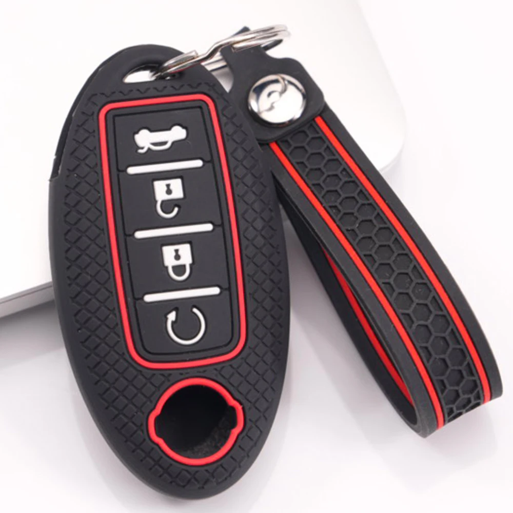 Soft Key Holder With Chain For Nissan Qashqai X Trail T32 T31 Juke J10 J11 Kicks Tiida Micra Altima Pathfinder Note Murano