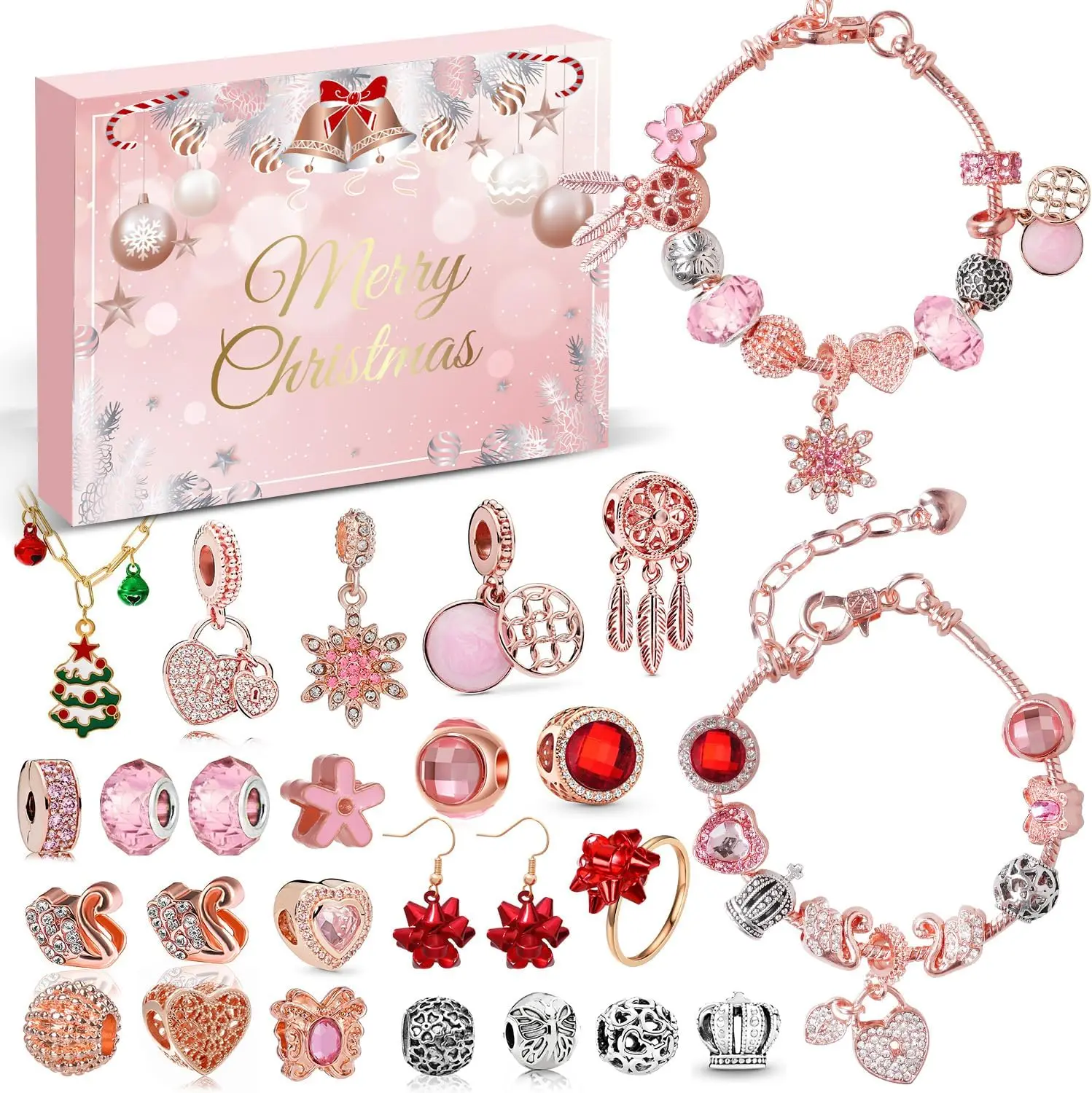 

Advent Calendar Charm Bracelet 2024 for Teenage Girls Women, 24 Days Jewelry Necklace Bracelets Making Kit - Christmas Countdown