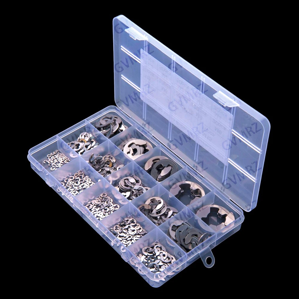 400PCS M10 M12 M15  M6 M7 M8 M9 M1.5 M2 13Values Stainless steel E-type retaining ring E-Chip Assortment KIT M5 M2.5 M3 M4