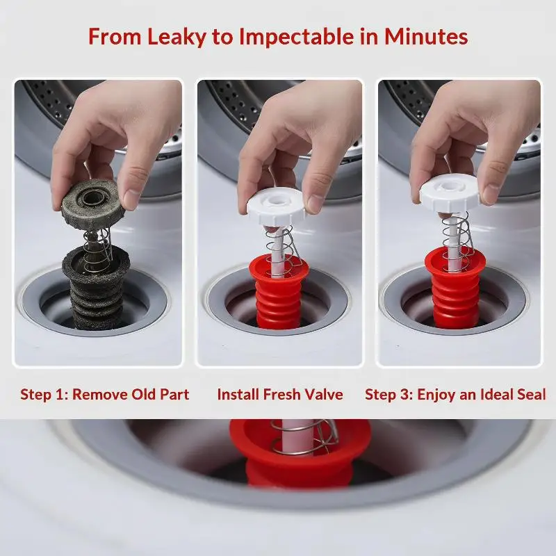 1 Set Washing Machine Drain Valve Rubber Packing With Spring And Pull Rod For Washer Repair Replacement