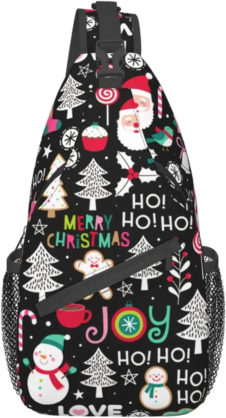 

Merry Christmas Snowman Chest Bags Joy Holiday Crossbody Sling Bag Travel Hiking Backpack Casual Shoulder for Women Men