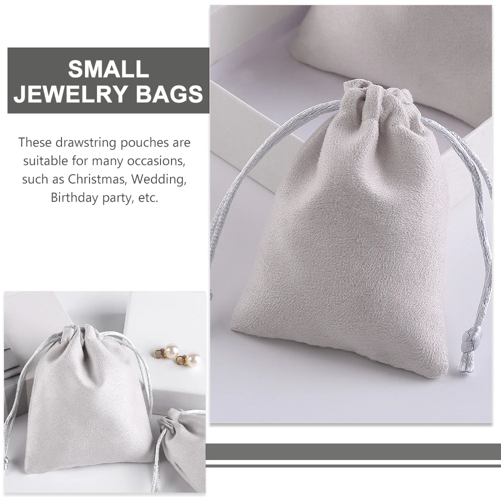 

6 Pcs Pink Grey Velvet Jewelry Bags Small Drawstring Pouches Gift Packing Portable Jewelry Storage Display Tools