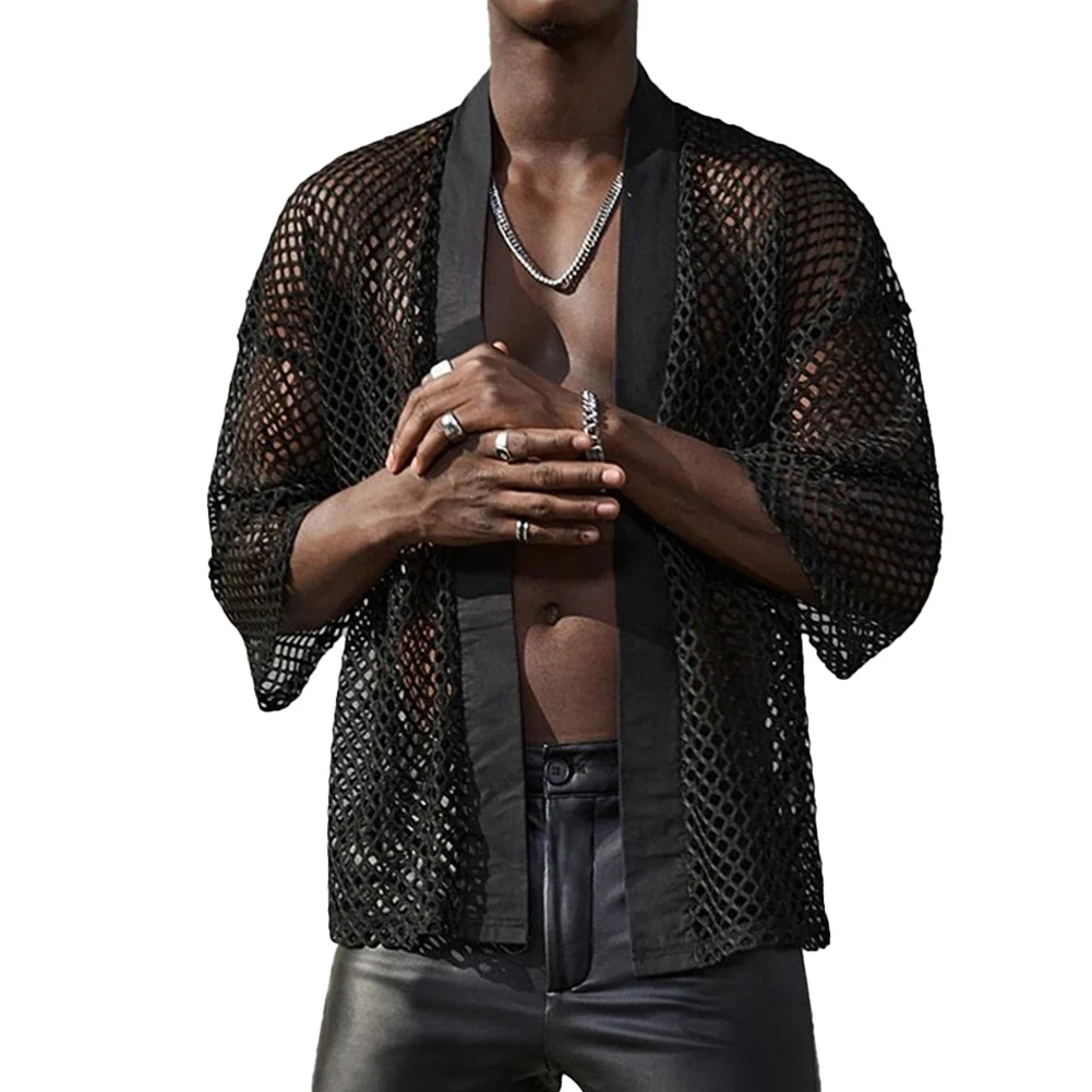 

Casual Party Top Hollow Out T-shirt Collarless Neckline Fashionable Casual Wear Regular Clothing Length See-through Shirt