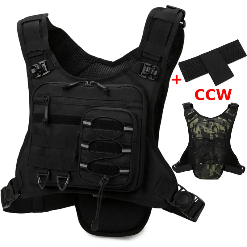 CCW Multi-functional Chest Bag Vest Tactical Men Front Camping Hiking Backpack Running Hydration Pouch Chest Rig Fanny Pack