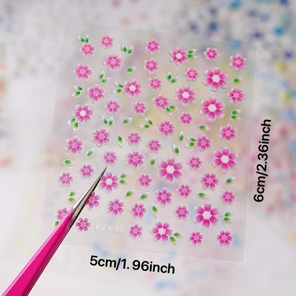 10/30 Sheets Nail Art 3D Self Adhesive Stickers, Colorful Flowers,  Colorful Daisy Floral Bow Tie Heart Butterfly Design Shiny