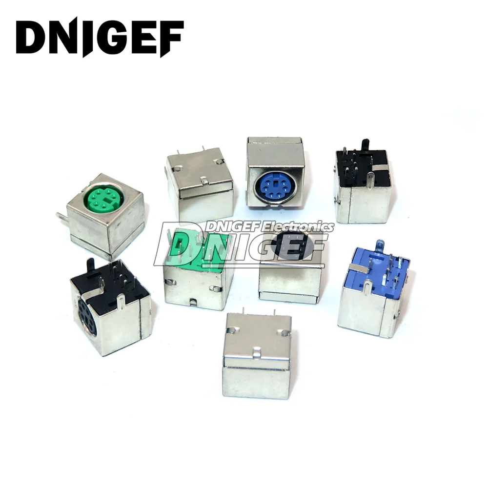 10PCS Keyboard Socket PS2 6P Purple Green Mouse Socket 6-pin Connector