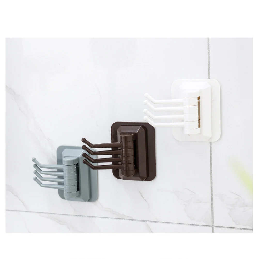 

4 Rotatable ABS Wall Mount Strong Adhesive 180 Bathroom Towel Rack Degree Swivel Bathroom Kitchen Storage Organizer