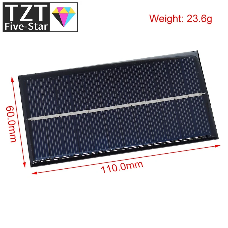 6V 160mA 0.96W Solar Panel 110X60MM Standard Epoxy Polycrystalline Silicon DIY Battery Power Charge Module Mini Solar Cell toy