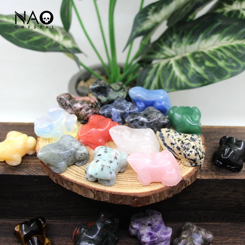 

1.5" Frog Statue Home Decoration Carved Gemstone Healing Crystal Lovely Polypedatid Figurine,Reiki Rose Quartz Small Animal Gift