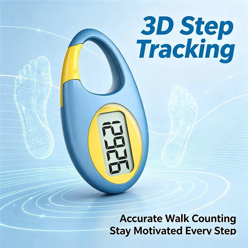 A07T-For All Ages Compatible 3D Pedometer-Simple Step Tracker Counter With Large Digital For Walking Display