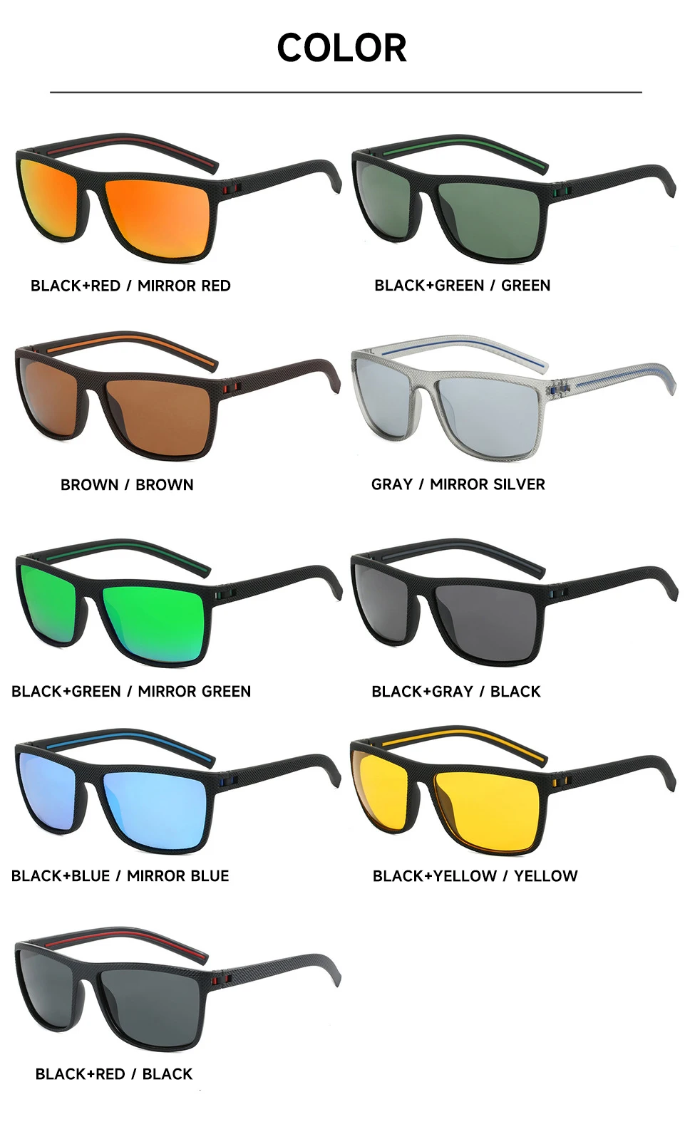 1/2PCS Polarisierte Fahren Sonnenbrille Männer Sonnenbrille Frauen UV400 Platz Retro Sonnenbrillen Outdoor Sport Brillen Angeln Schutzbrillen – Detail 6