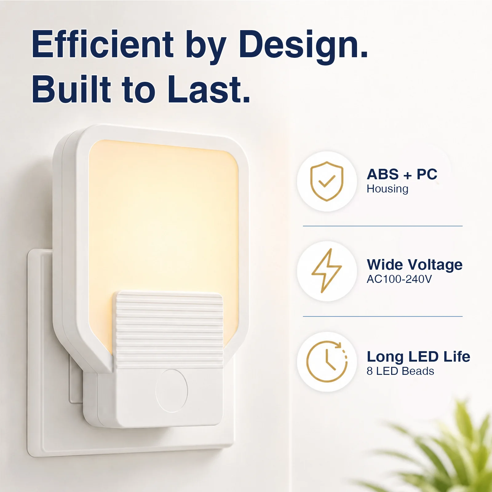 PIR Motion Sensor Smart LED Night Light, Stepless Dimmable 2600‑2800K Warm White Night Lamp, EU Plug‑in Wall Light for Hallway B view 3