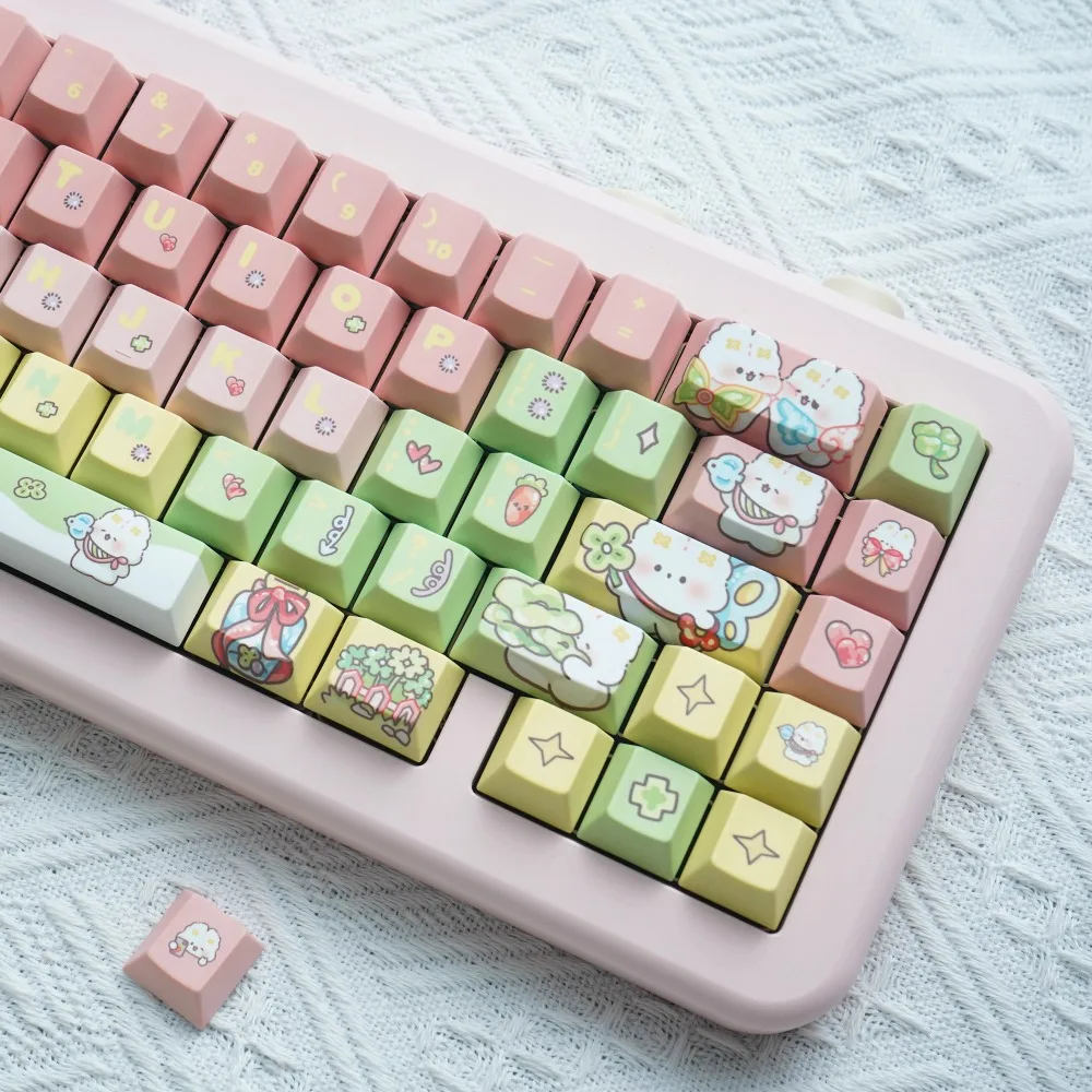 

Keyboard Keycaps, Lucky Rabbit, Cherry 137 Keys PBT for Cherry MX 104/87/61 Mechanical Keyboard Accessories