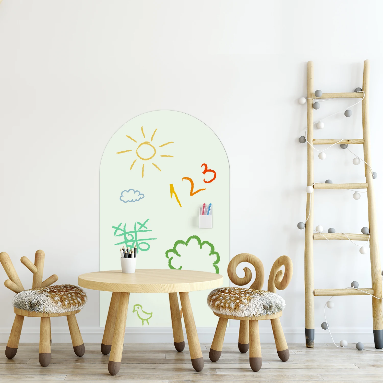 

Цельная арочная декоративная магнитная наклейка на стену для доски. Простой, светло-зеленый, полукруглая дуга. Самоклеящиеся, ЭТ