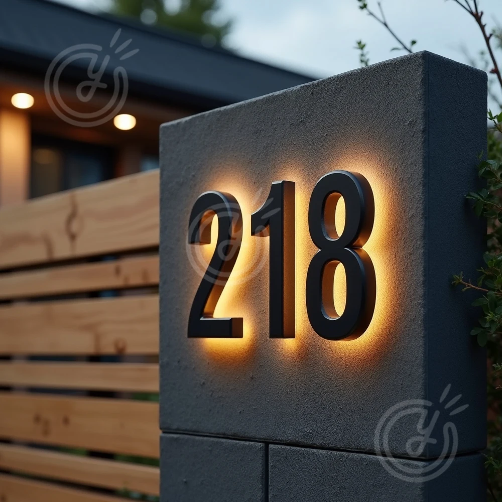 Custom LED House Number Backlit 3D Metal Sign Letters for Business Storefront Waterproof House Number Outdoor Signage