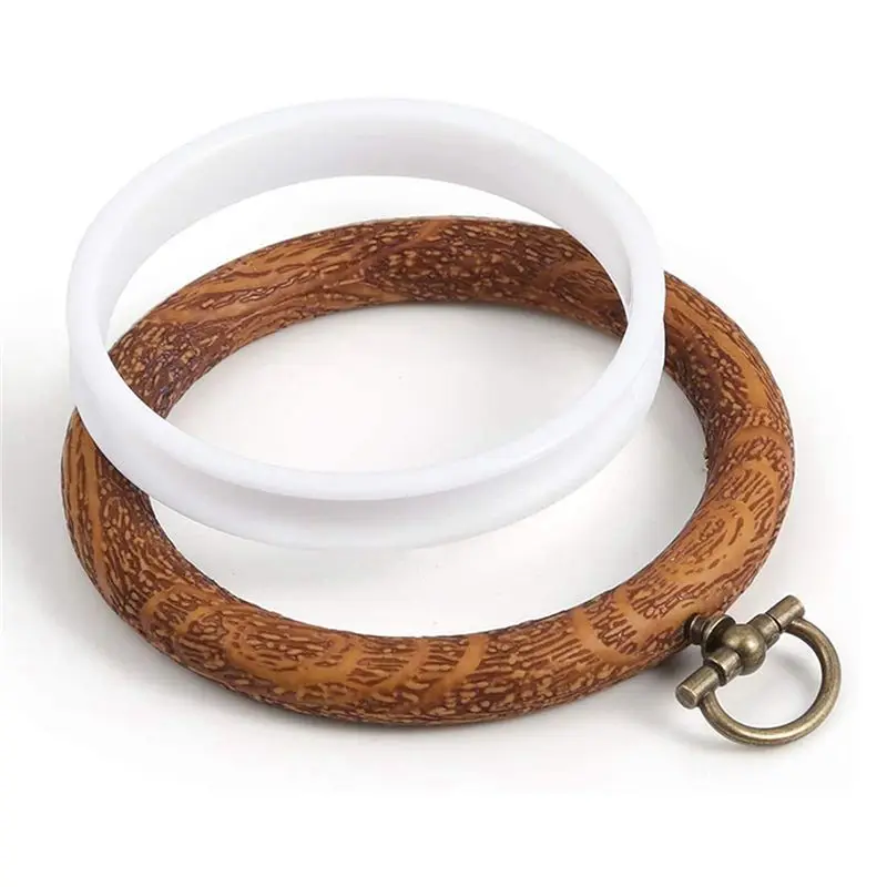 B62B-40Pcs Embroidery Hoops Imitated Wood Embroidery Circle Round Display Frame Circle For Art Craft Sewing And Hanging