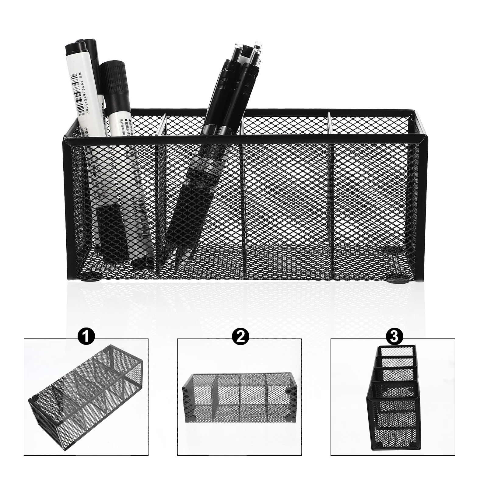 

Iron Pen Holder Metal Desk Organizer Stationery Storage Box Pencil Container Mesh Sundries Home Office Bathroom Vanity Makeup