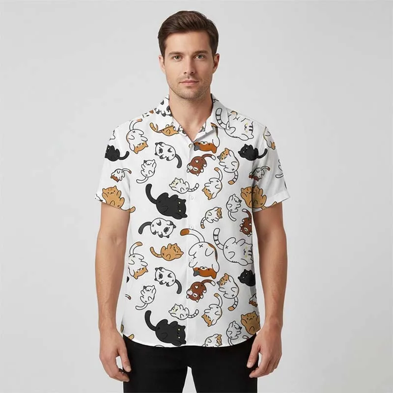 

Повседневные гавайские рубашки для мужчин с забавным животным принтом, пляжные, на пуговицах, с коротким рукавом, для летнего отдыха, 2026