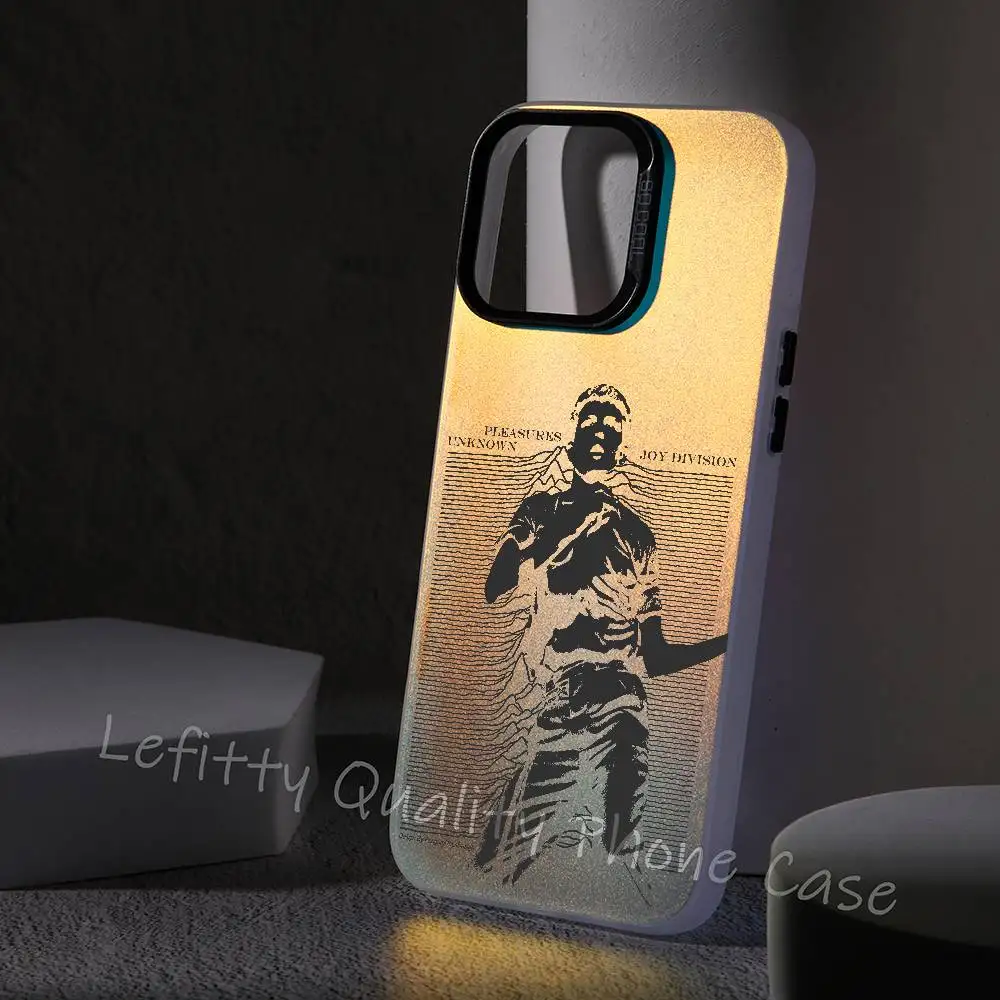 

Joy D-Division Closer Phone Case For IPhone 16 15 14 13 12 11 Pro Max Matte Aurora Multicolor Laser Metallic Gradient Funda