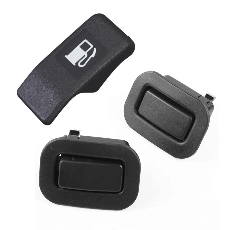 3 Pcs Car Accessories: 1 Pcs Fuel Gas Door Release Handle & 2 Pcs Rear Seat Recliner Button Switch Black