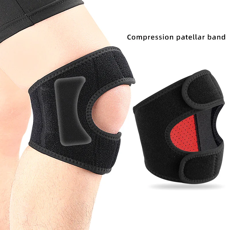 Respirável Patelar Knee Pads para esportes ao ar livre, Pressão Patelar Strap, Joelheiras ajustáveis