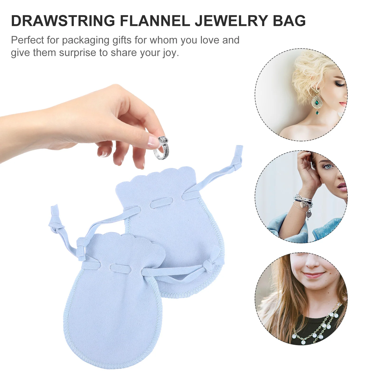 

20Pcs Drawstring Flannel Jewelry Bags Sky-Blue Small Gift Pouches Portable Storage Bags for Party Gift Flannel Candy Handbag