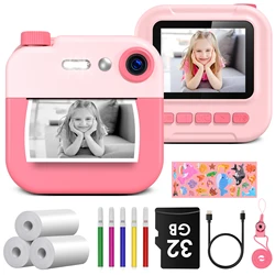 Mini Instant Print Kamera für Kinder Tragbare Digitalkamera Cartoon Thermodruck Kamera Spielzeug mit 32G Karte