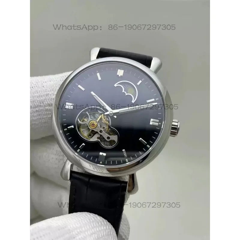 Black disc automatic machinery, perspective window, dazzling sun, moon and stars watch